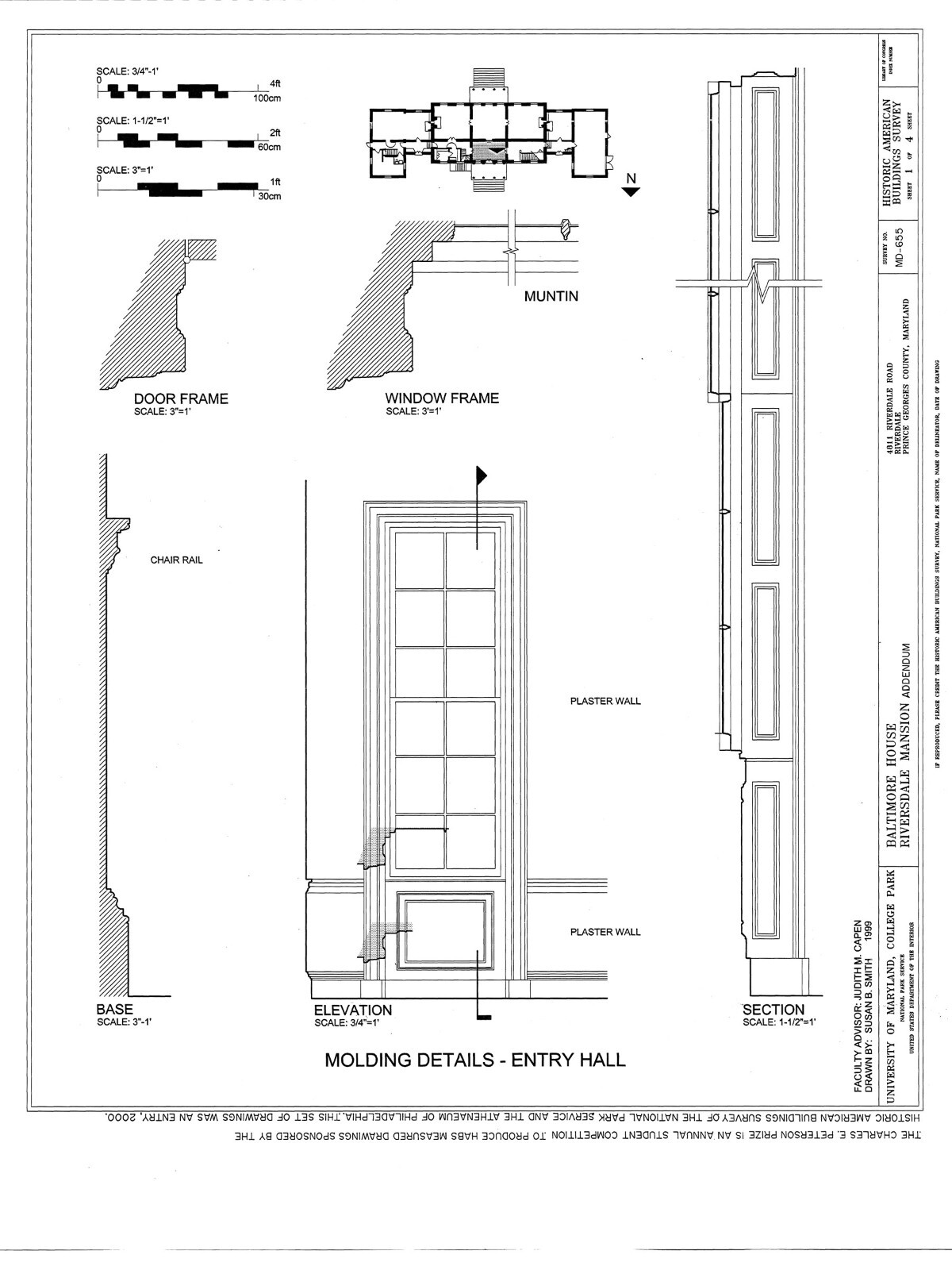 Riversdale, Calvert Mansion – Colonial American architectural plans & details