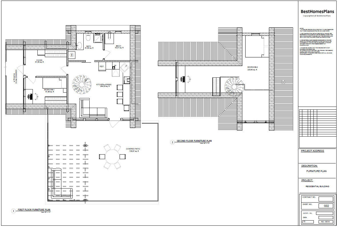 42’x49’ 2 Beds 1 Bath Small A-Frame Cabin Architectural Build Plans PDF Download