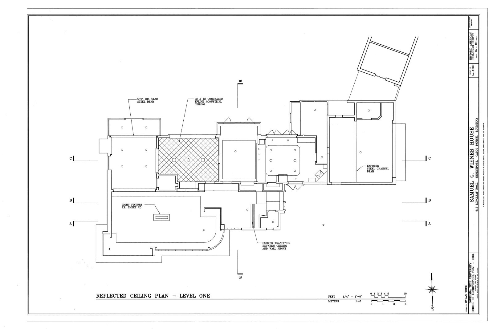 Mid-Century Modern home, stucco brick glass block, architectural PRINTED plans