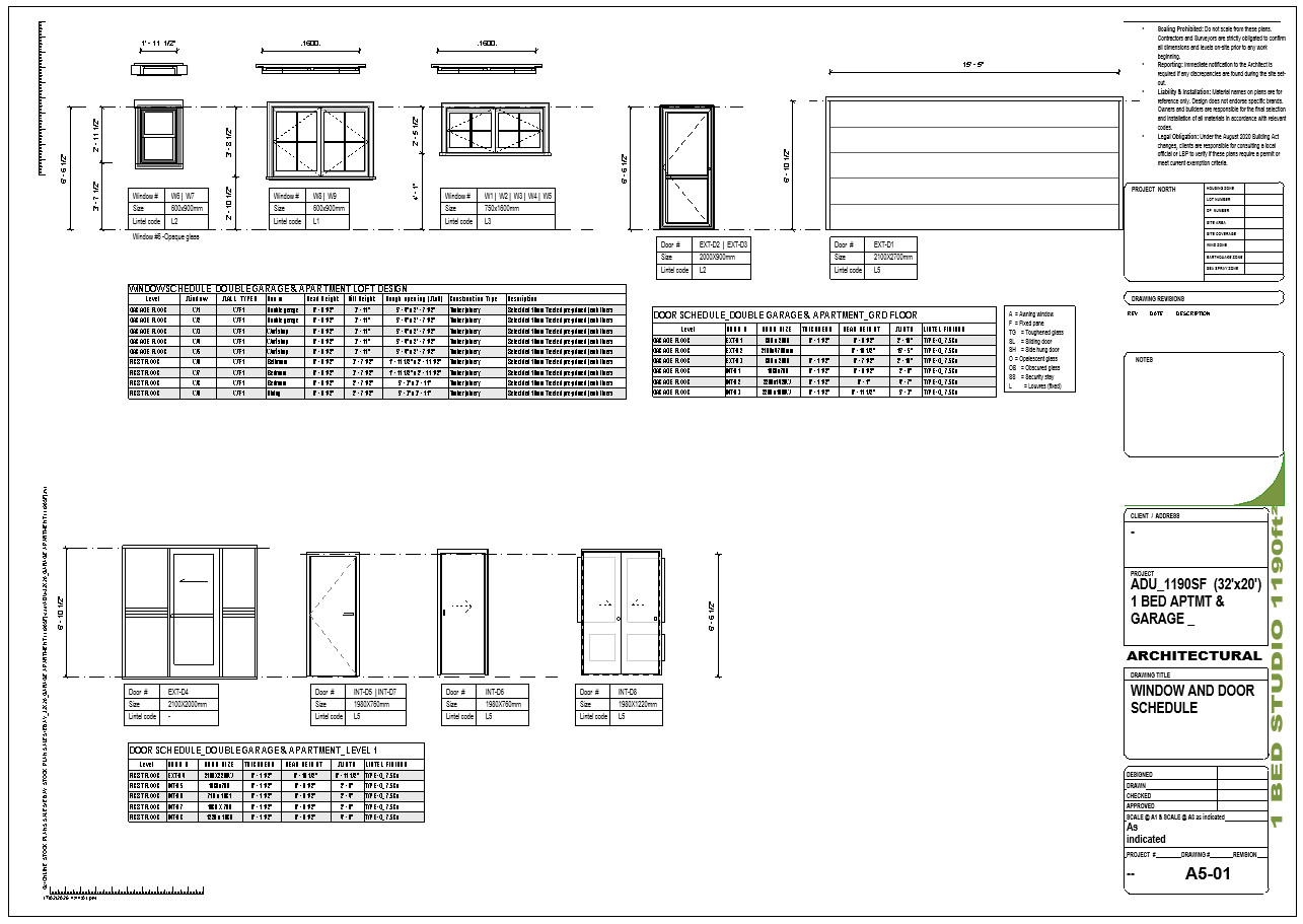 (ADU) Garage loft Apartment 1BR/ 1BATH/kitchen full PDF dwg set + CAD download