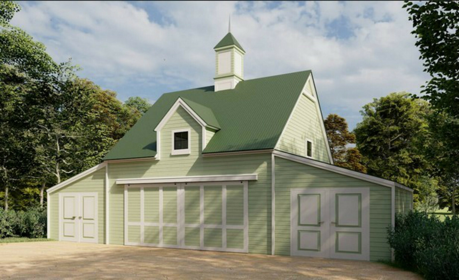 2, 3 or 4 Bay Coach House Plans with Lofts – 3 Sets of Bethany Plans (eB-420×3)