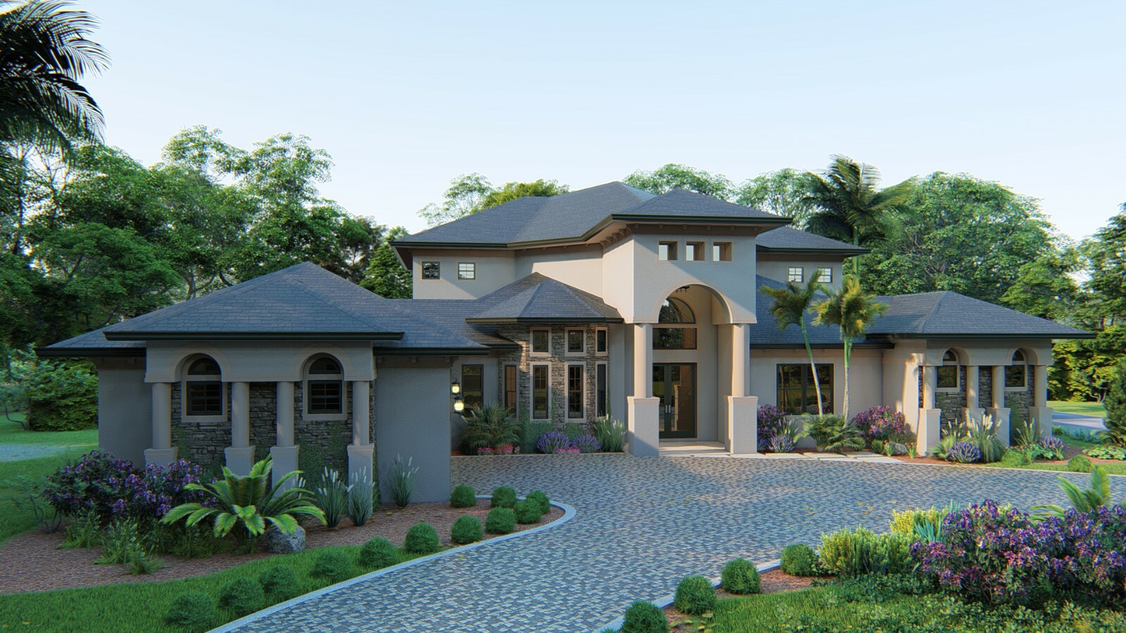 CADFILE BLUEPRINTS MEDITERRANEAN TWO STORY HOUSE PLAN ARCHUP #105M
