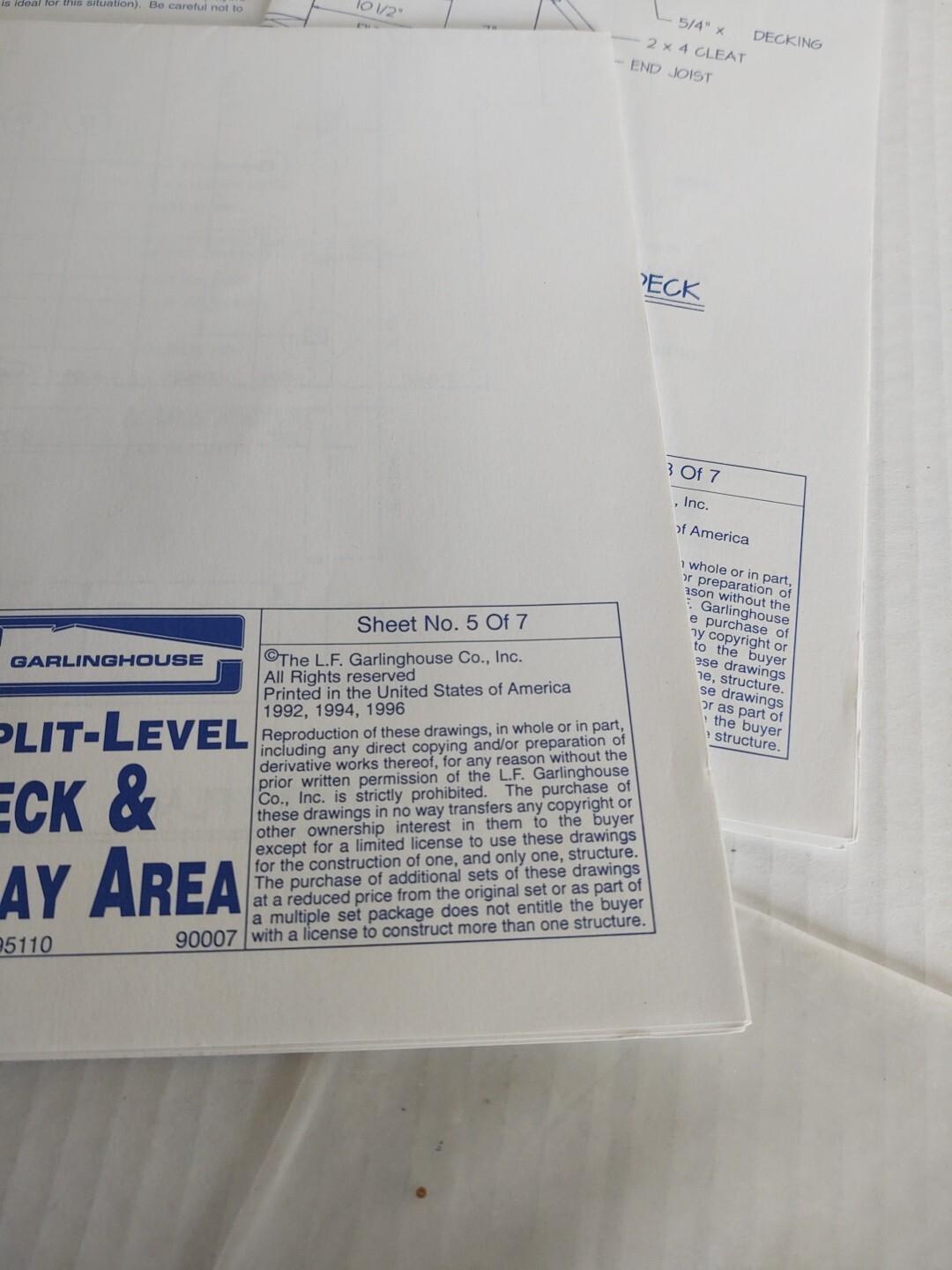 VTG 1996 Garlinghouse Split Level Deck 14′ Play Area Project Plan blueprints FYI