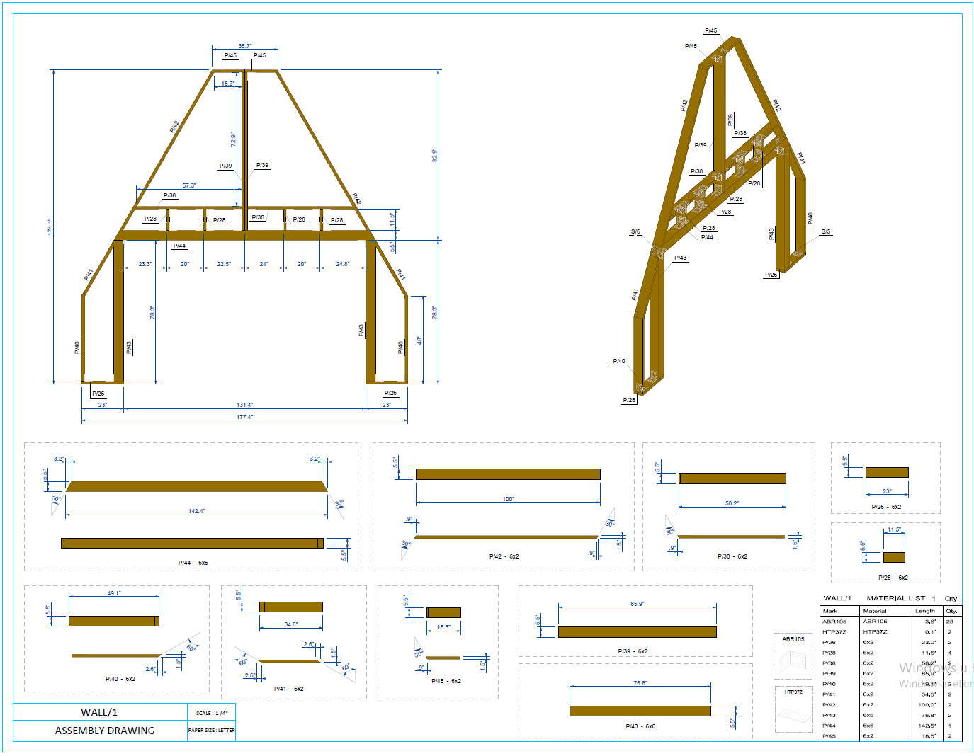 A Frame Tiny House Plan, 20’x24′ A Frame House Plans, Hard Copy
