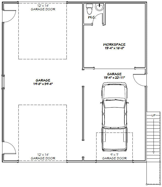 36×40 Apartment with 1-Car 1-RV Garage — PDF Floor Plan — 902 sqft — Model 1I