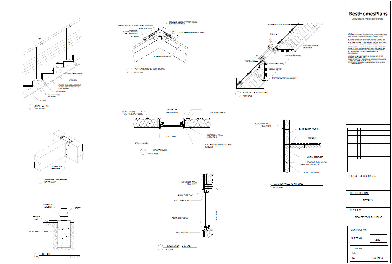 45’x57’ 4 Beds, 2 Baths A-Frame Cabin Architectural Build Plans PDF.