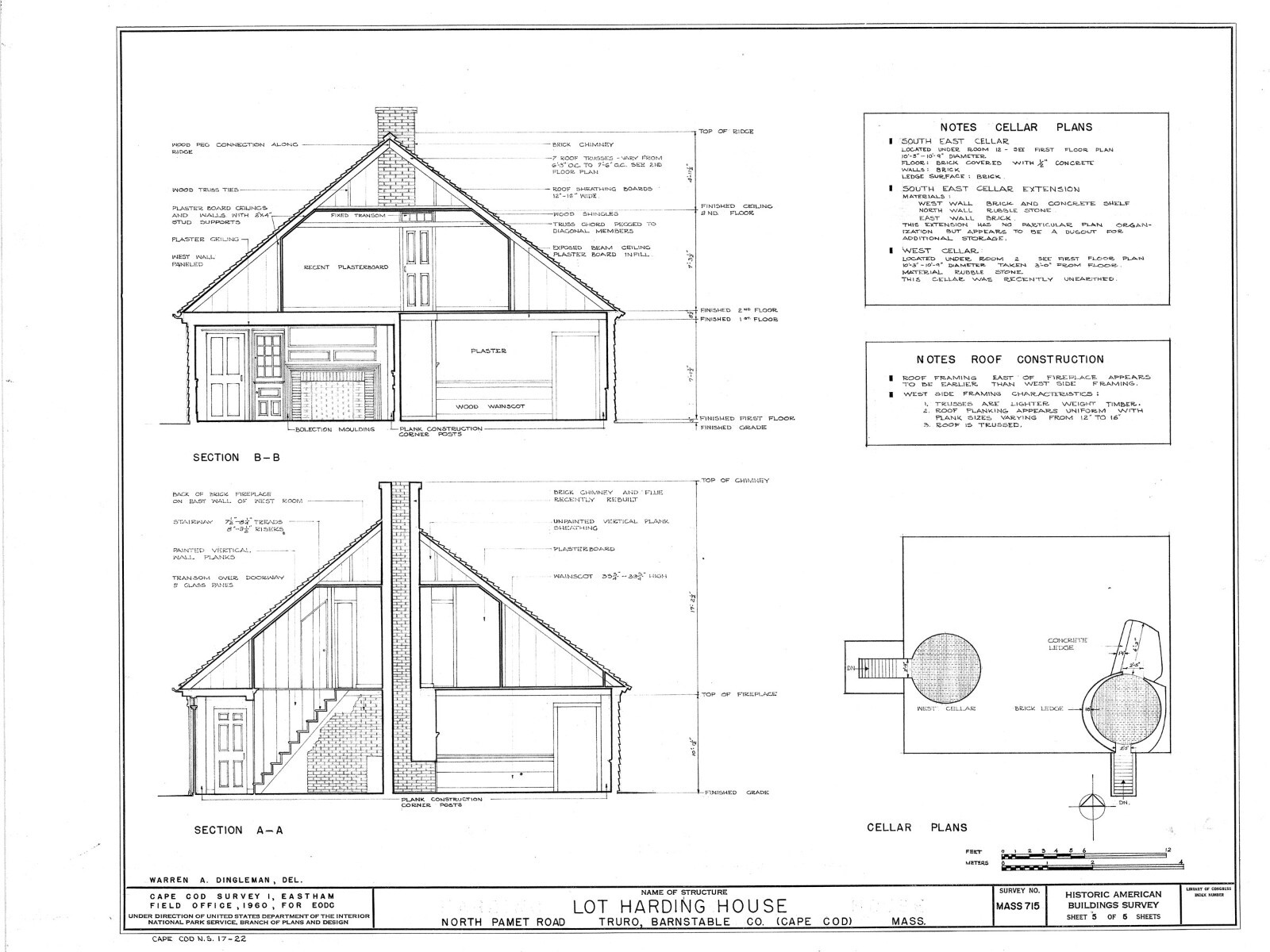 Cape Cod Colonial House Plans, single story w/ attic bedrooms, home plan prints
