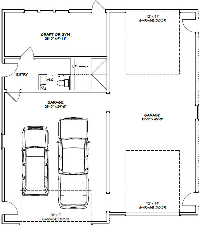 44×48 Apartment with 2-Car 1-RV Garage – PDF FloorPlan – 1,528 sqft – Model 5I