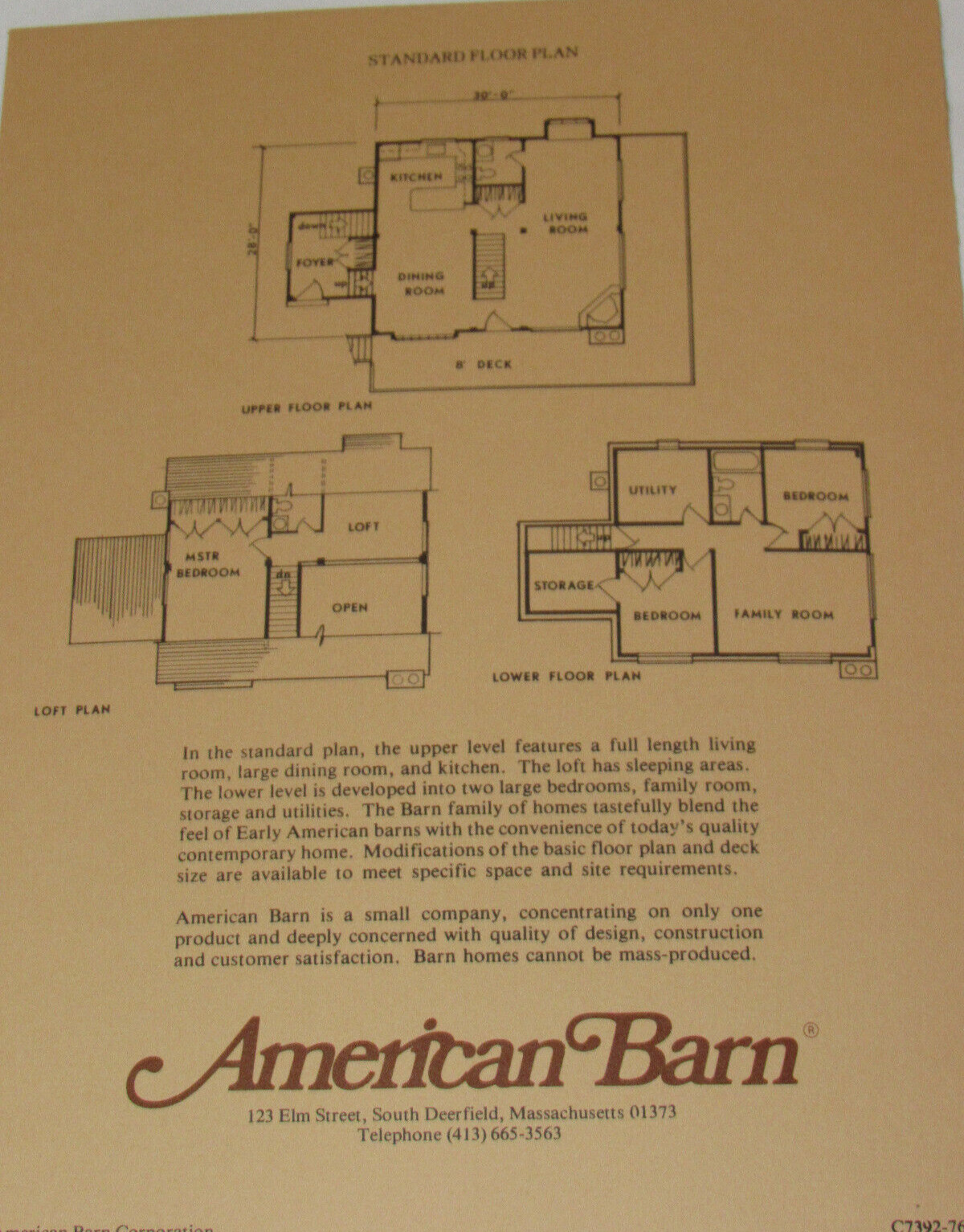 VINTAGE 1976 AMERICAN BARN HABITAT HOMES LAYOUT/SPECS/PRICES! BROCHURES! PHOTOS!