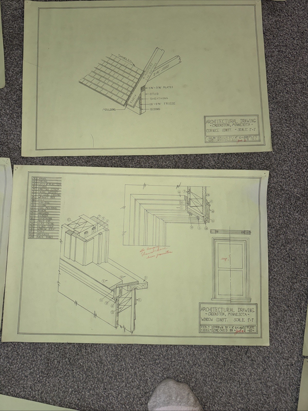 Architectural House Blueprints Plans Mid Century Modern Home 1941 MN 17 Pieces Z
