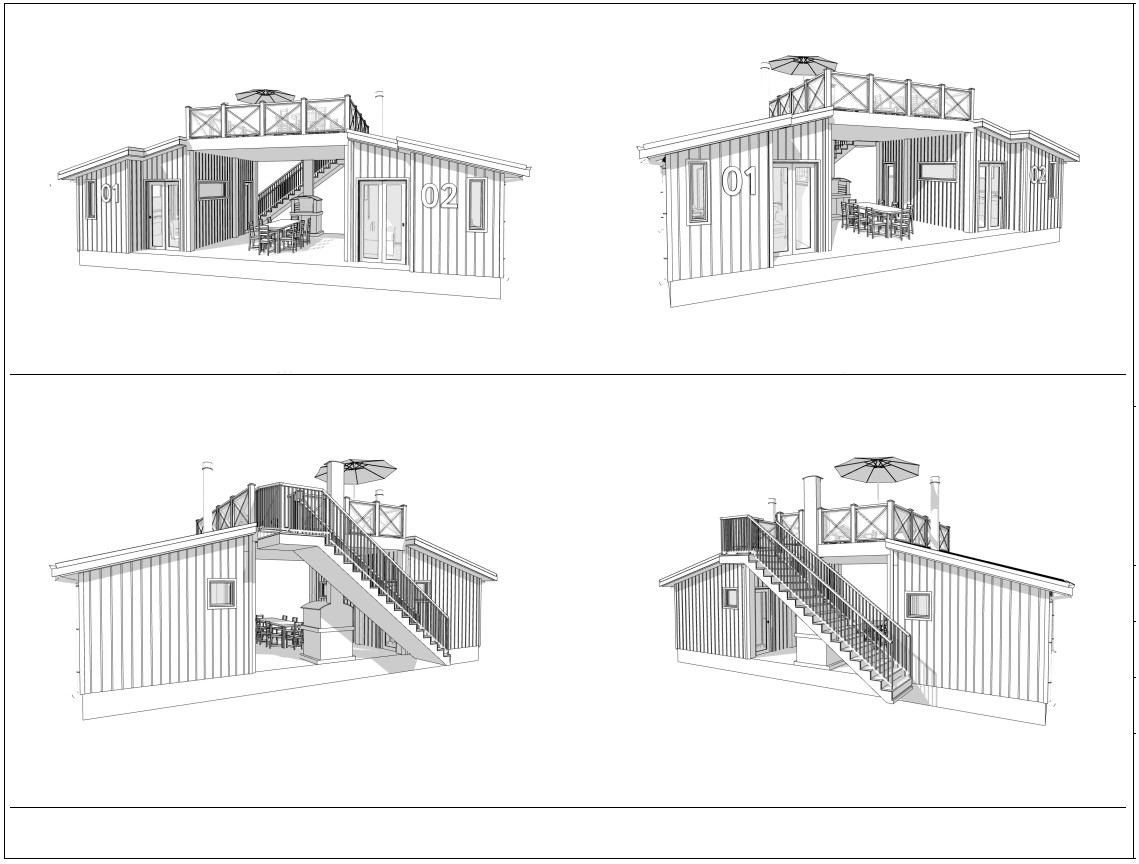 38’x18’ Double Tiny House, 1-Bed, 1-Bath Architectural Build Plans PDF Download