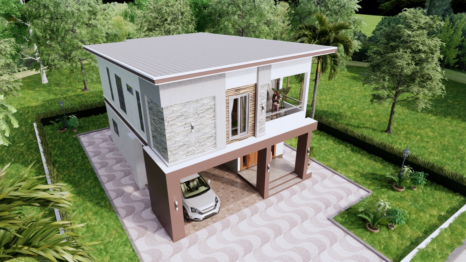 27×40 Feet Small House Design 8×10 Meter 4 Beds 3 Baths Hip Roof (A4 Hard Copy)
