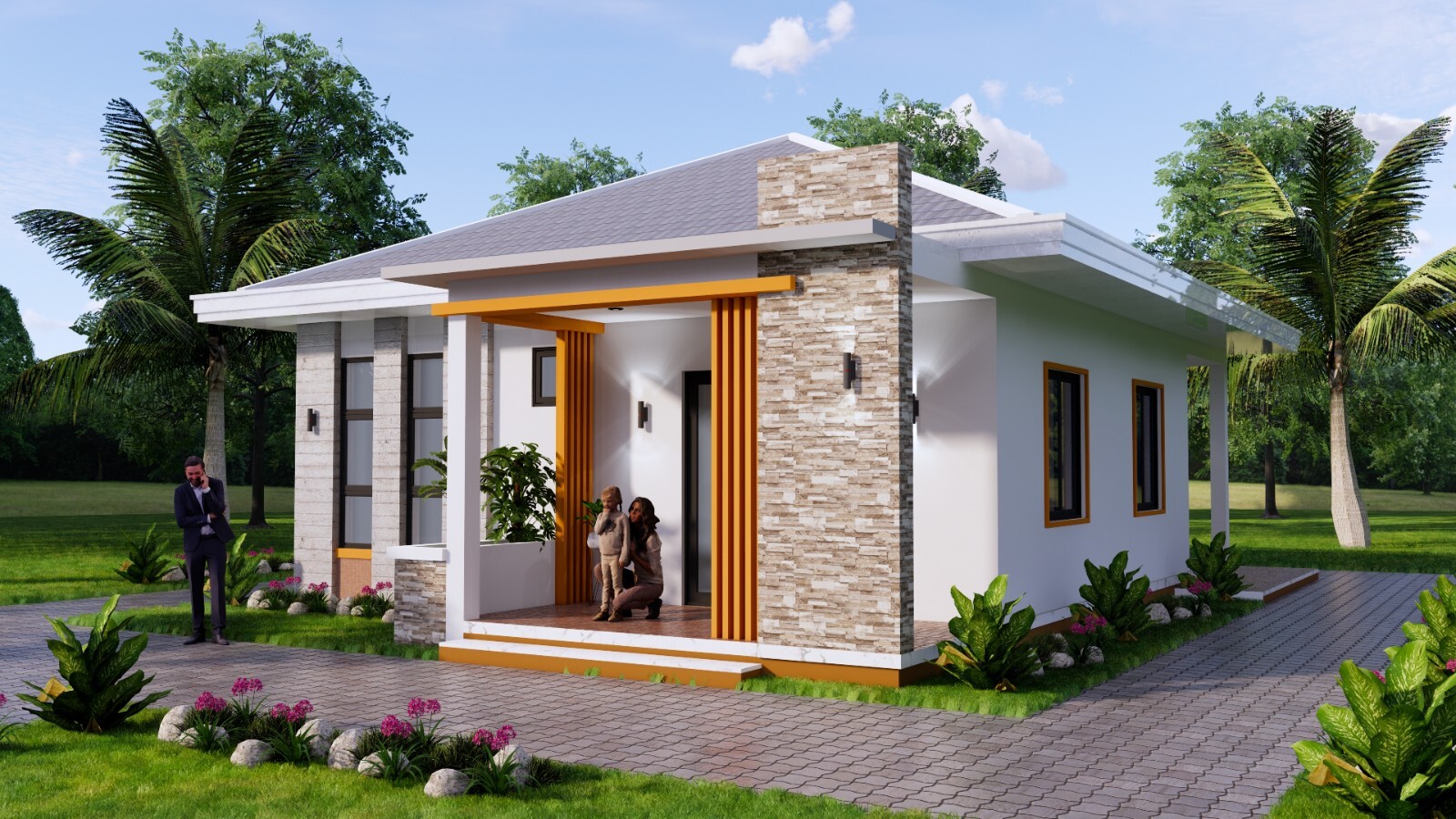 26×36 Feet Small House Plan 8×11 Meter 3 Beds 2 Baths Hip Roof (A4 Hard Copy)