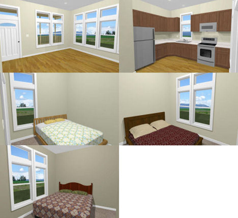 28×36 House — 3 Bedroom 2 Bath — 1,008 sq ft — PDF Floor Plan — Model 1Q