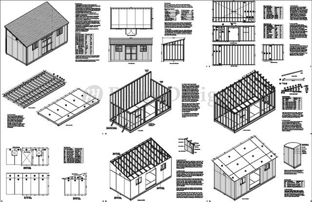 10′ x 20′ Outdoor Structure Building / Storage Shed Plans, Lean To #D1020L