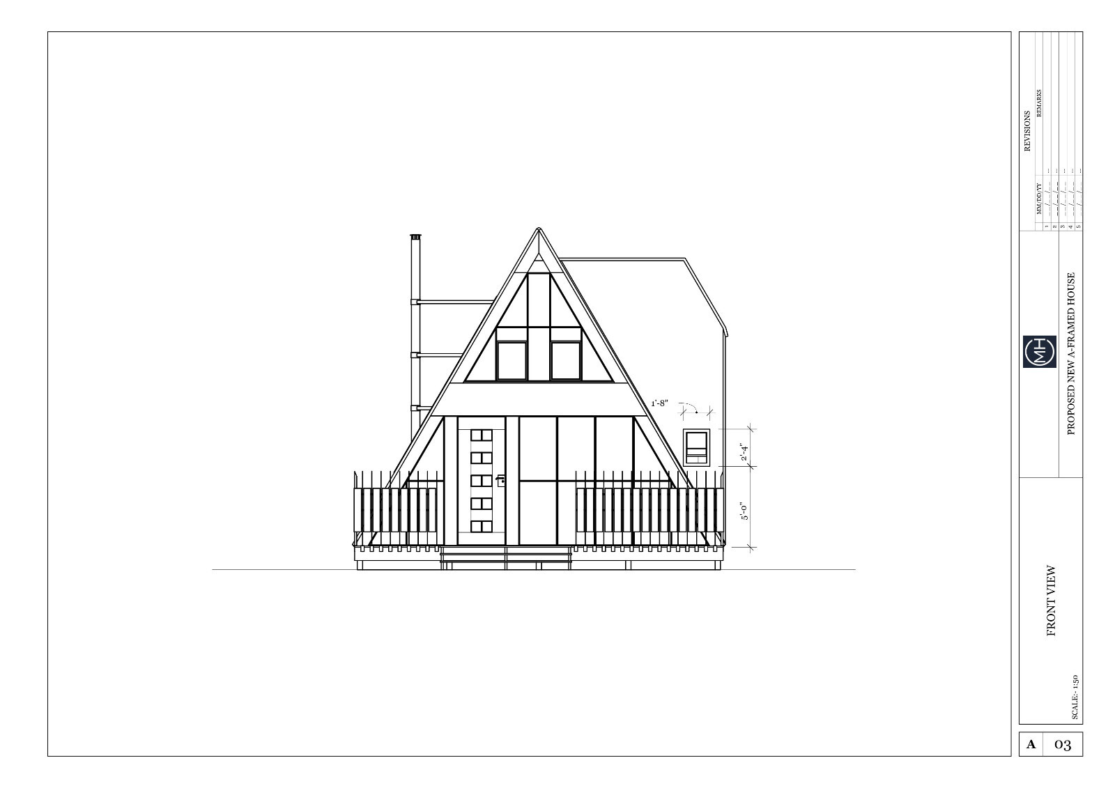 A-Framed Cabin House Plan DWG CAD File And PDF For Blueprint Plans – 1417sqft
