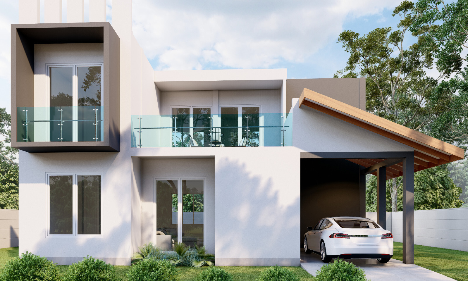 Modern Two Story House Plan With 3D Images DWG CAD File And PDF For Blueprint