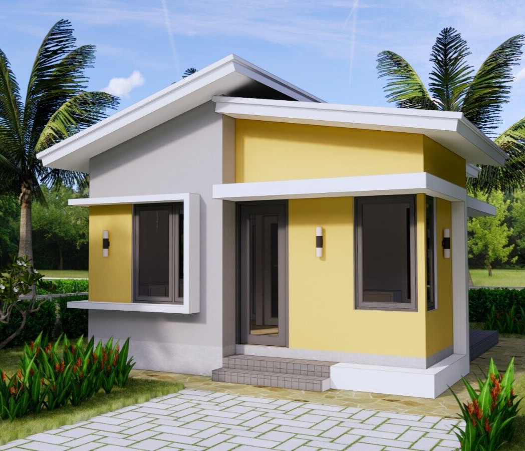 18×21 Feet Small House Plans 5.5×6.5 Meter 1 Bed 1 Bath Shed Roof (A4 Hard Copy)