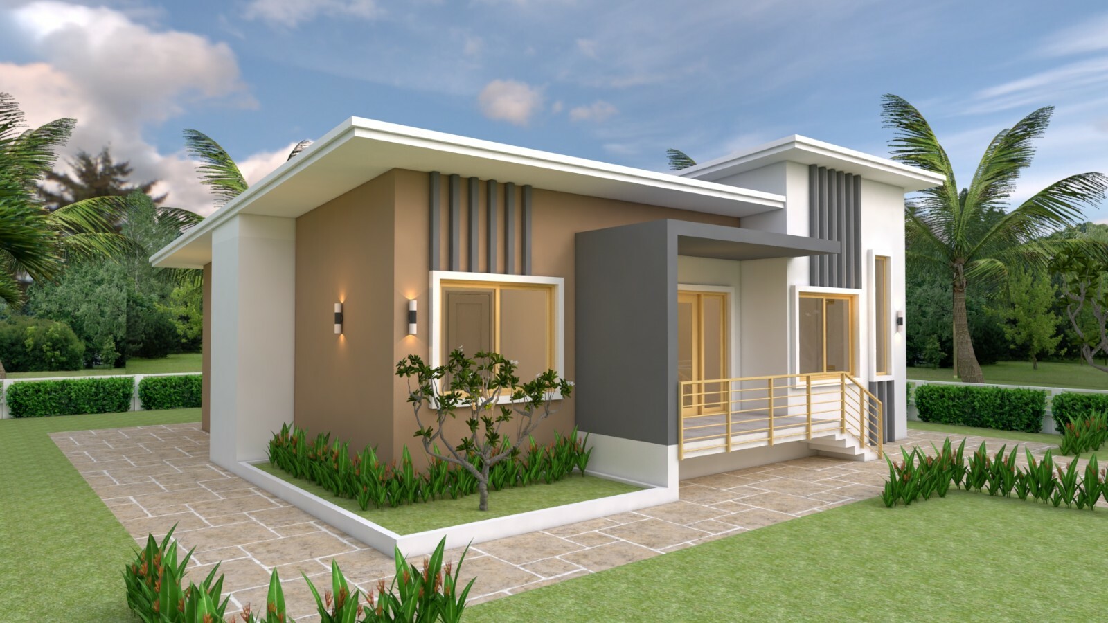 House Plan 12×12 Meter 39×39 Feet 4 Beds 2 Baths Shed Roof PDF (A4 Hard Copy)