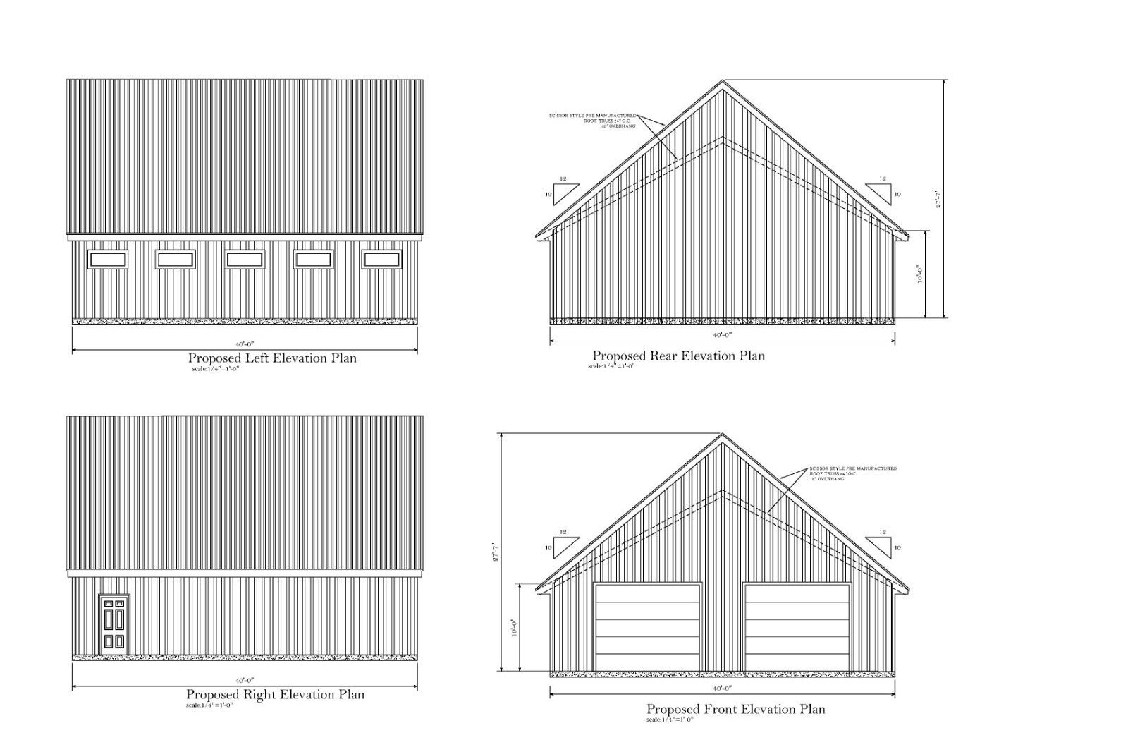 40’x40′ 40’x40′ POLE BARN CONSTRUCTION – GABLE END – PLAN 23-4040-PB-GBL-12