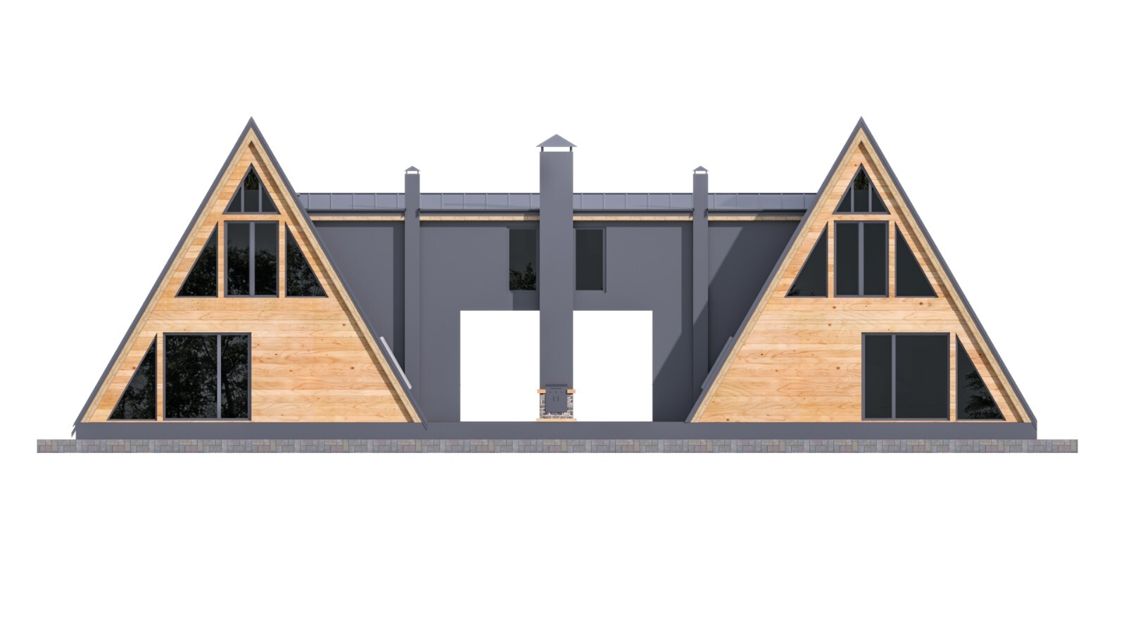86’x49’ 4 Beds, 4 Baths Double A-Frame House Architecture Plans PDF Download.