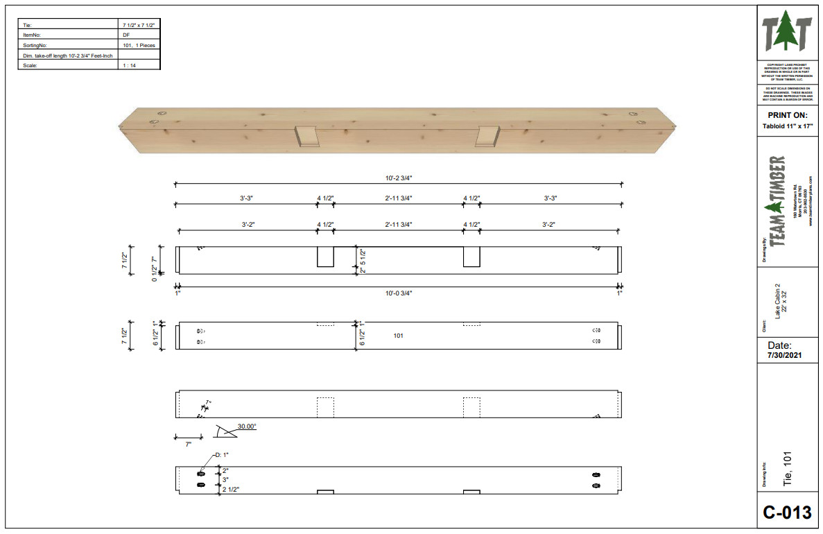 22′ x 32′ Lake Cabin II Timber Frame Plan Set