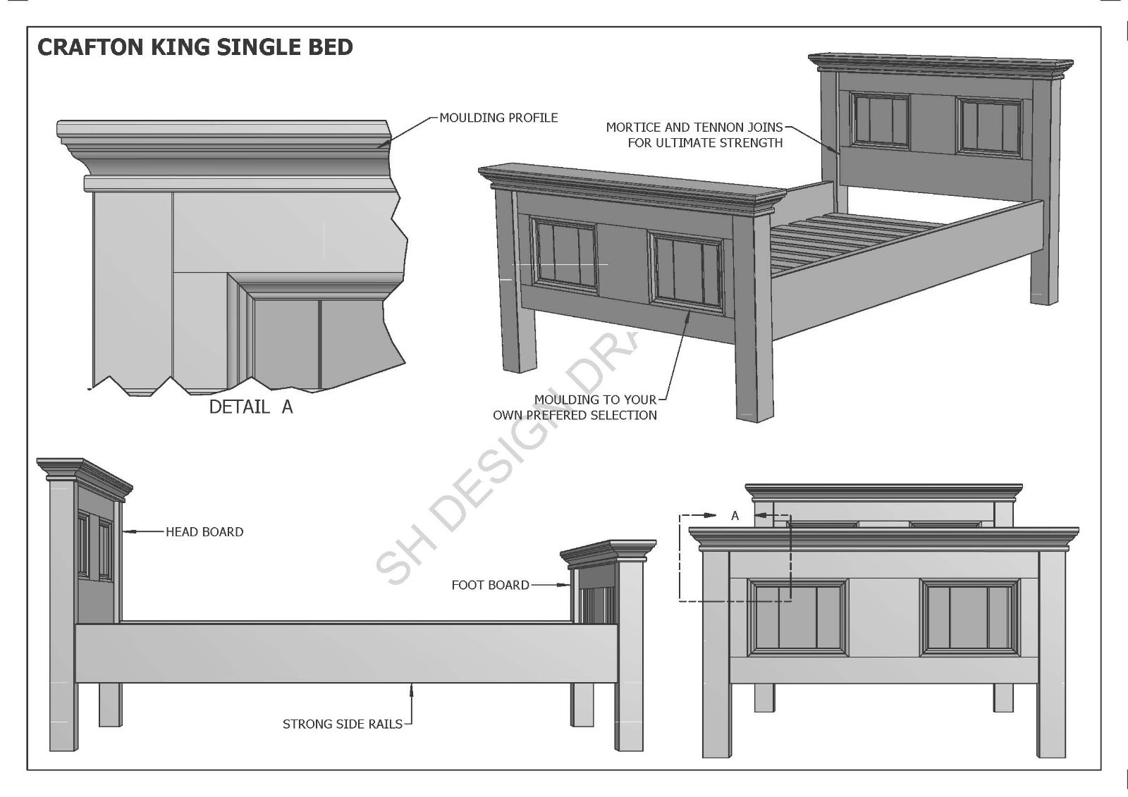 BUILDING PLANS FOR CRAFTON KING SINGLE TIMBER BED – MAKE YOUR OWN & SAVE $$$