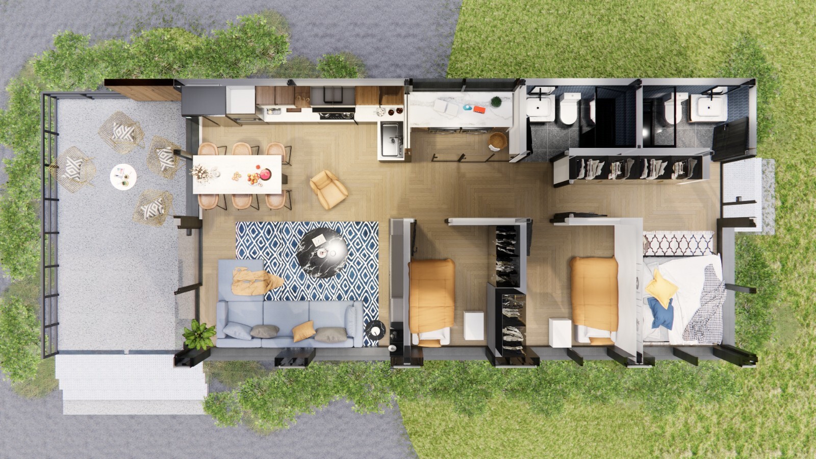 Container house plans – 3 bedrooms – 2 bathrooms – Digital PDF File