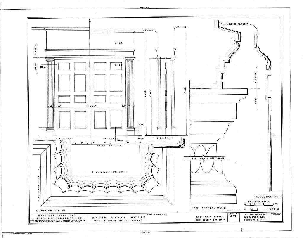 Shadows on the Teche – Antebellum Mansion southern style – printed drawings