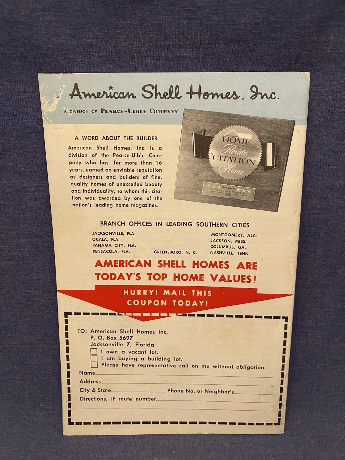 1950s Booklet AMERICAN SHELL HOMES House Plans Ranch Nassau Cherokee MCM Vintage