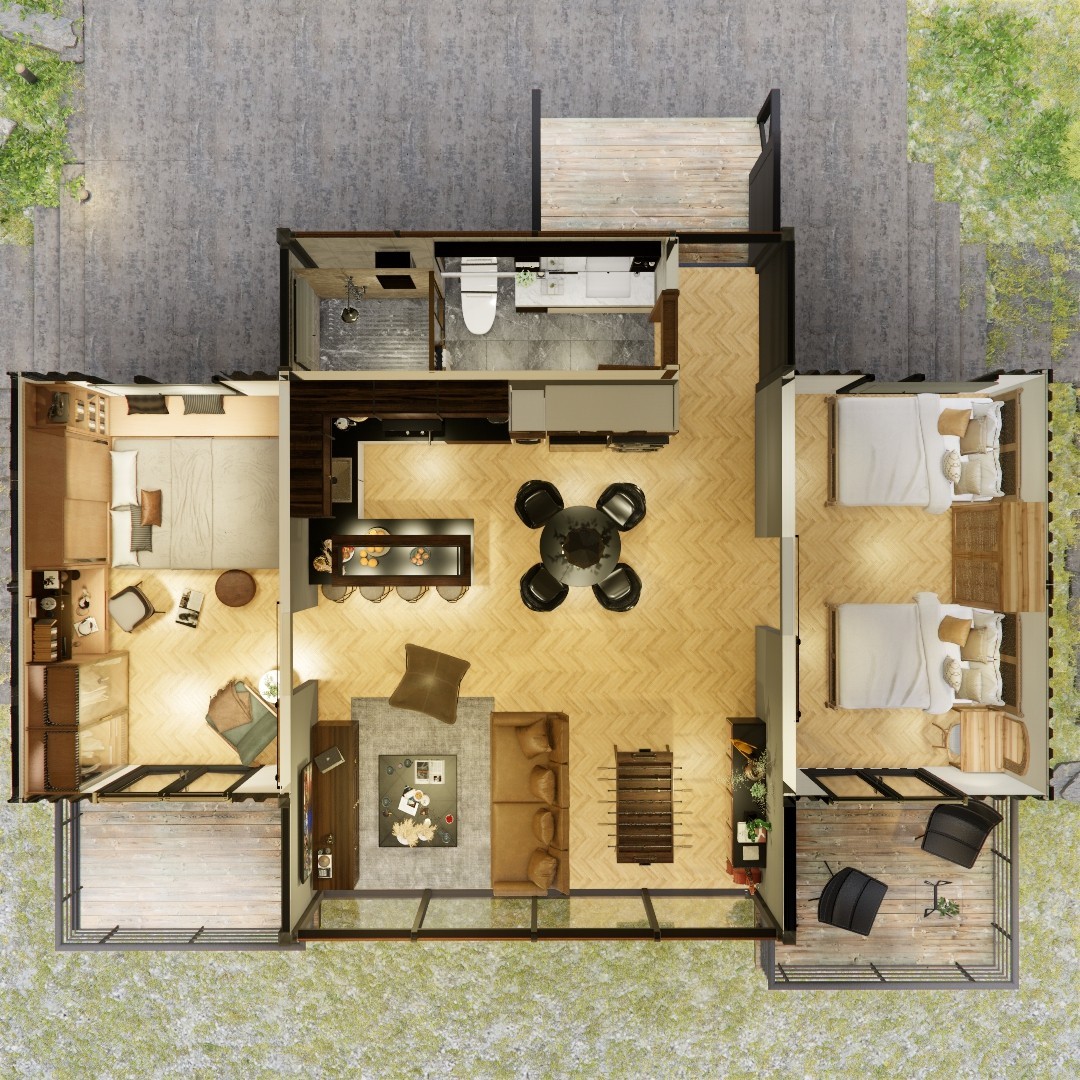 Container house plans – 2 bedrooms – 1 bathroom – Digital PDF File