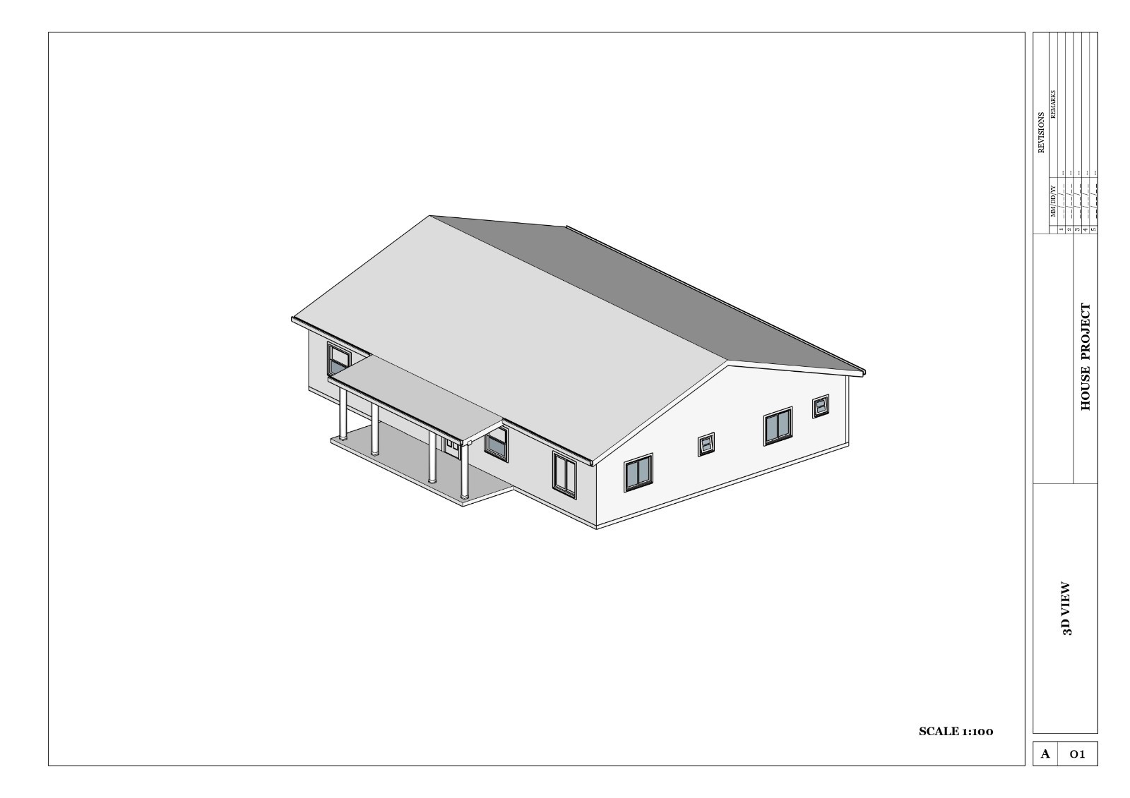 Modern American Style Farm House Plan, 55’x40’ with CAD File, Blueprint PDF