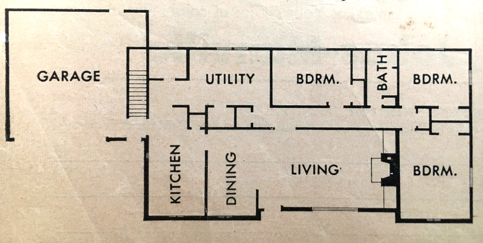 SET OF 3: RARE VINTAGE BLUEPRINTS & RANCH HOUSE PLAN – 1950s “GE WONDER HOME”