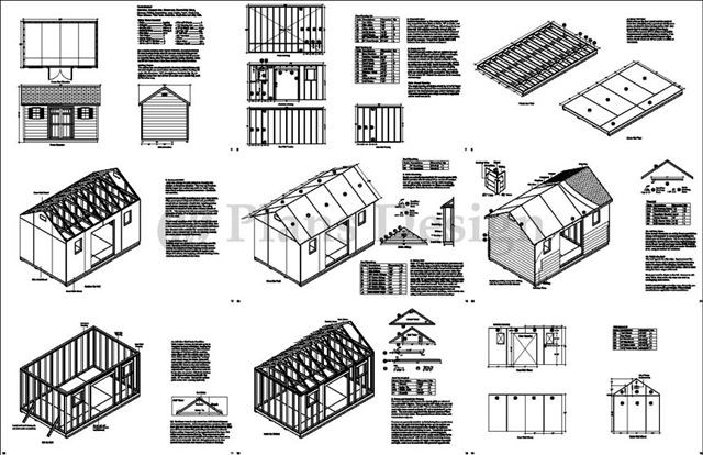 Shed Plans / Playhouse 10′ x 16′ Gable Roof Design # D1016G, Free Material List