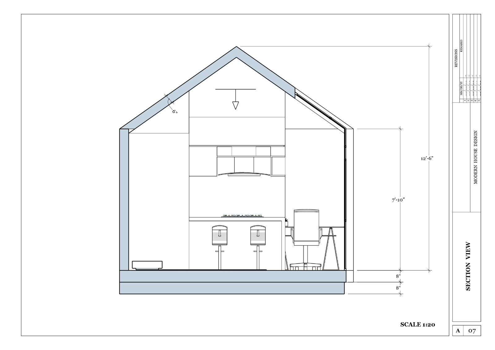 Modern Cabin House Plans 35’x12’ with CAD File & Blueprint PDF with 3D Images