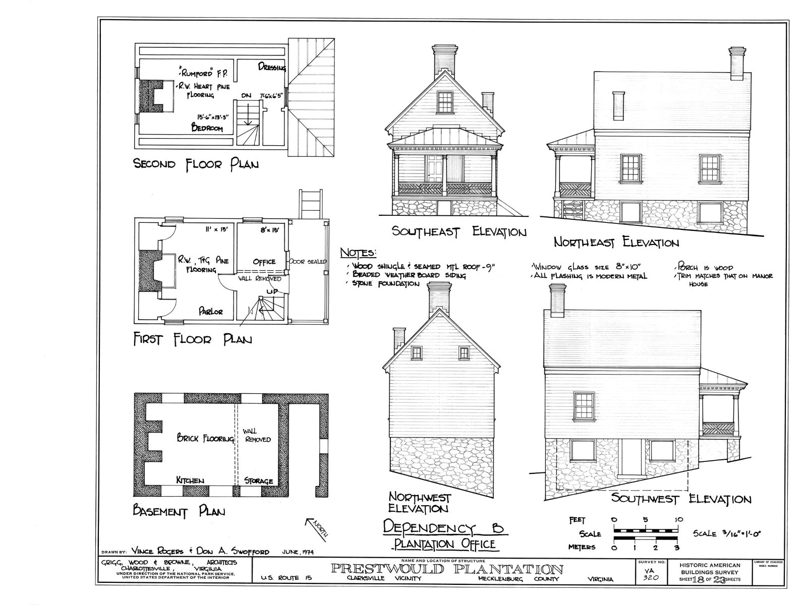 Architectural Home Plans, Prestwould Virginia Plantation Mansion w/ cottages