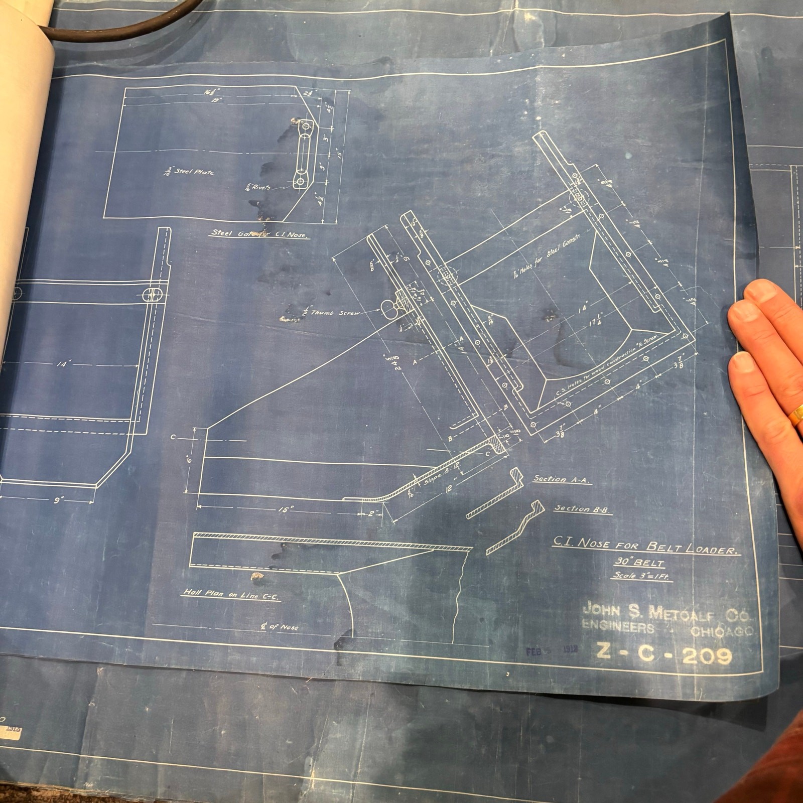 Vtg 1918 AT&SF Santa Fe Building Blueprints Railroad Memorabilia Kansas ~16 pgs