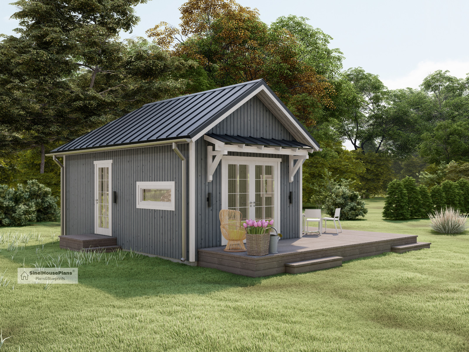 Cabin/Tiny Home Plan, 628 SF. Cottage Style House Blueprints