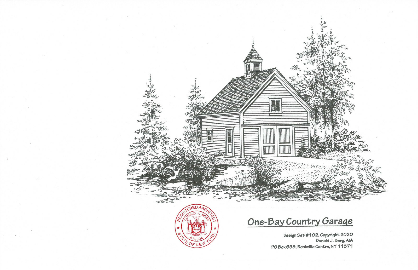 One-Bay Country Garage with Loft – 3 Complete Sets of Pole Barn Plans (eB-102×3)