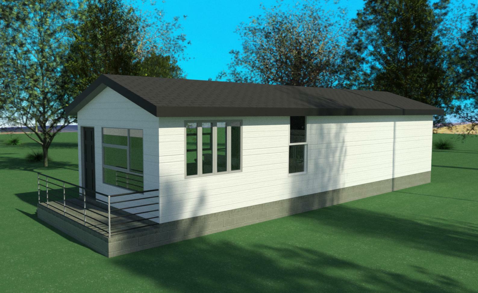 Modern Tiny House Floor Plan – Vaulted Ceiling, 1 Bedroom, 1 Bath with 572 sf.