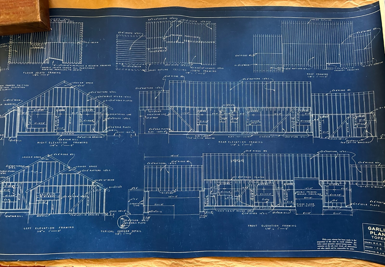 1955 Garlinghouse Plan Service #6375 6 Pgs. Blueprints Modern MidCentury Home