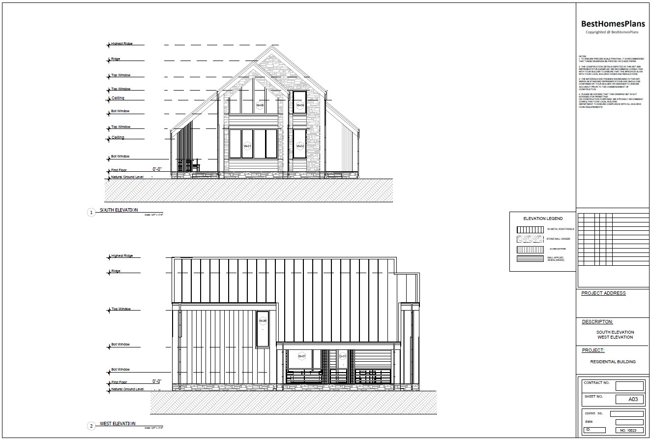 40’x52′ 2-Story, 4 Bed, 3-Bath Cozy Barnhouse Architectural Plans PDF Download.
