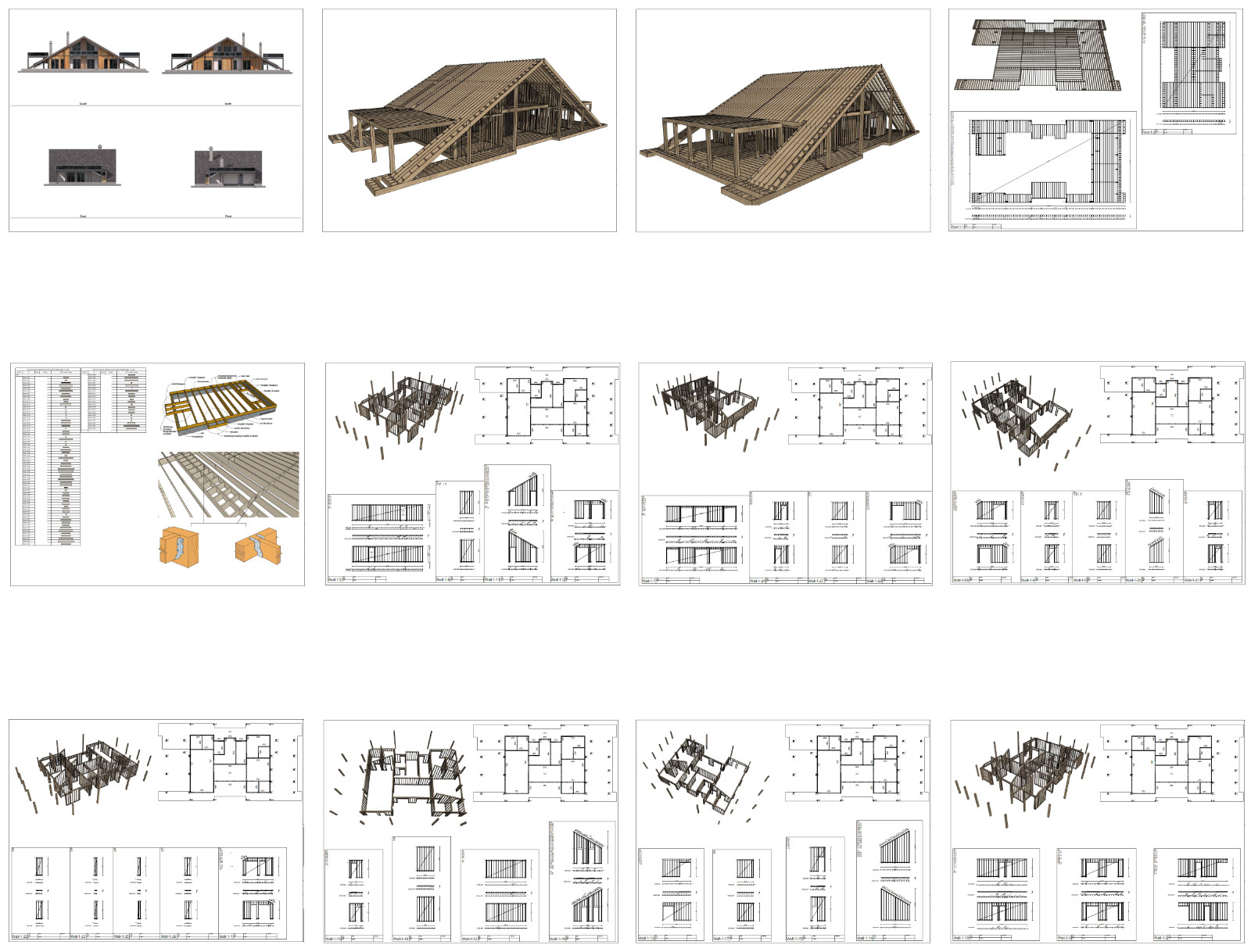 100’x54’ 4-Beds 4-Baths Charming A-Frame Architectural Build Plans PDF Download