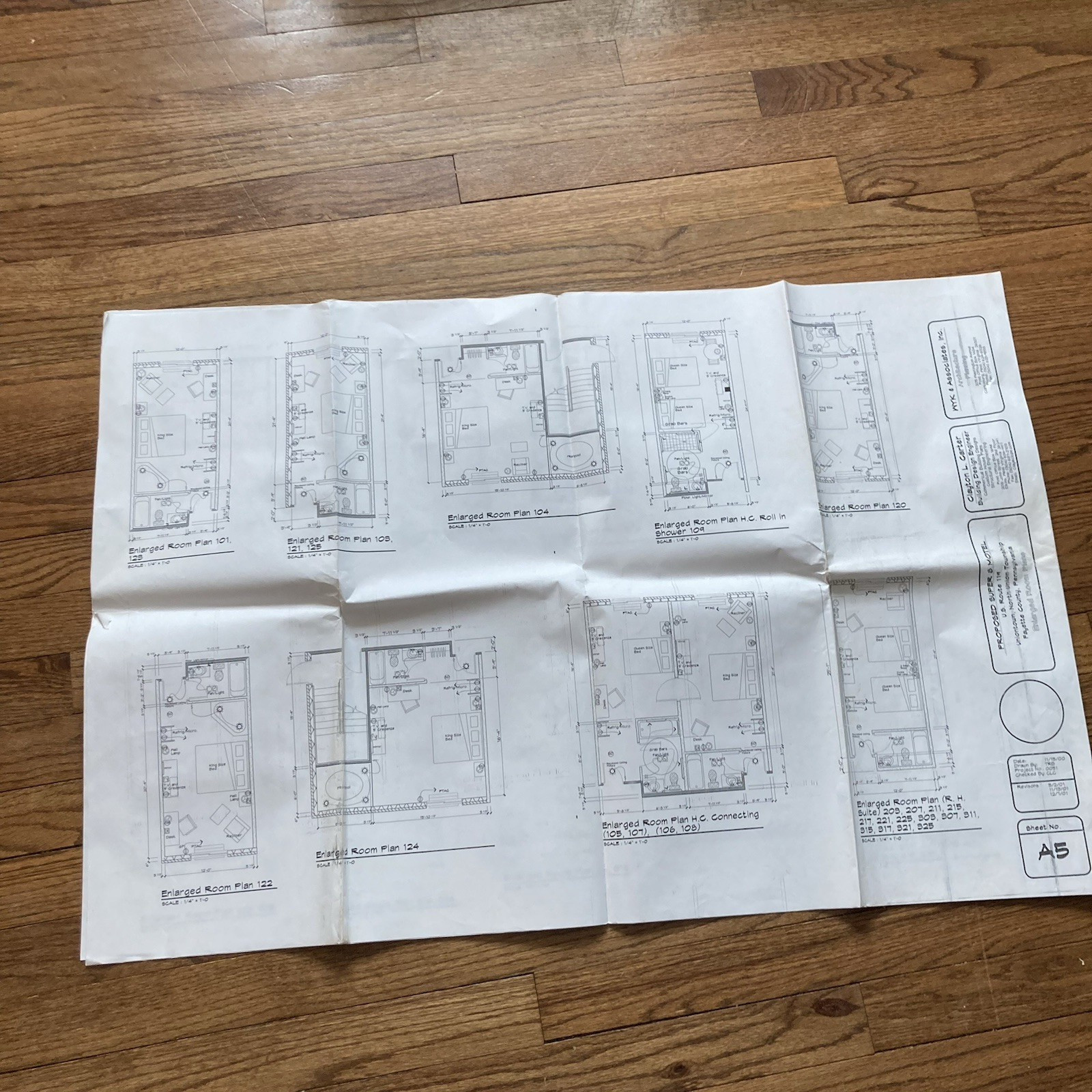 Large Foldout Architectural Blueprint Super 8 Motel Uniontown PA Y2K 24×36