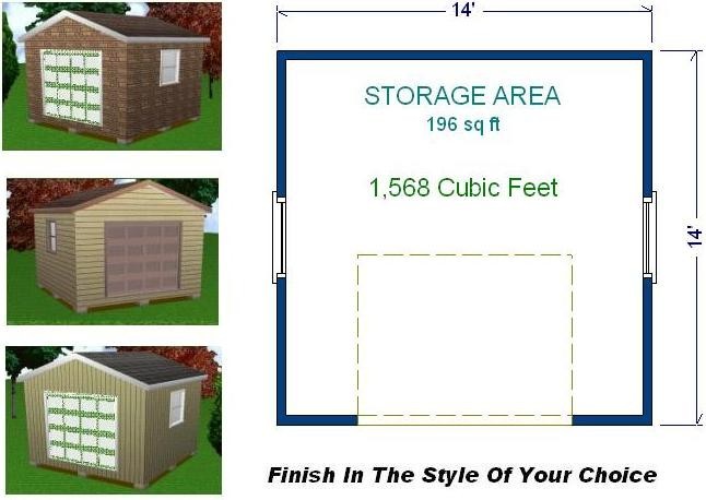 14×14 Storage Shed Plans Package, Blueprints, Material List & Instructions