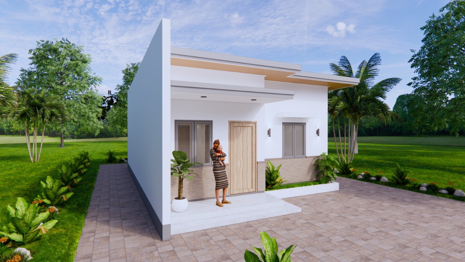 20×33 Feet Small House Plan 6×10 Meter 2 Bed 1 Bath Shed Roof (A4 Hard Copy)