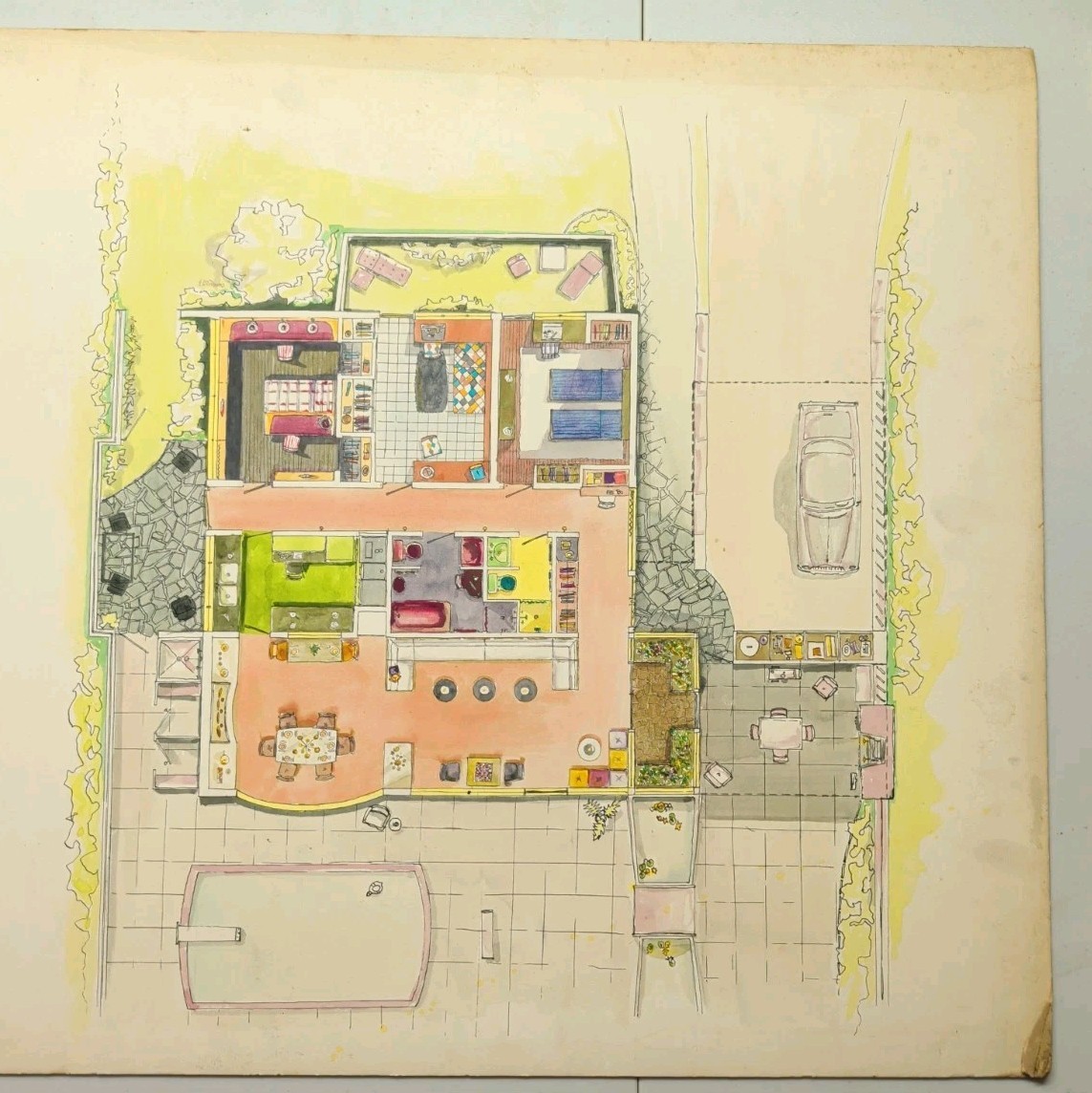 Full Color Artist Drawn House Floorplan