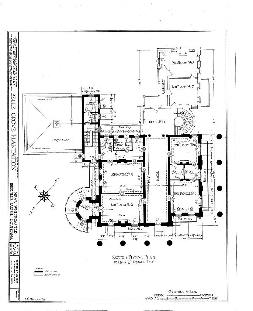 Architectural House Plans, Belle Grove Plantation, southern style mansion