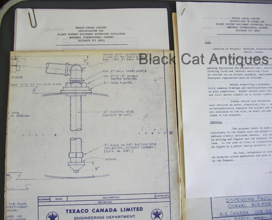 1966 Texaco Canada Dorval Airport Engineer Drawings & Specs/Contract Papers