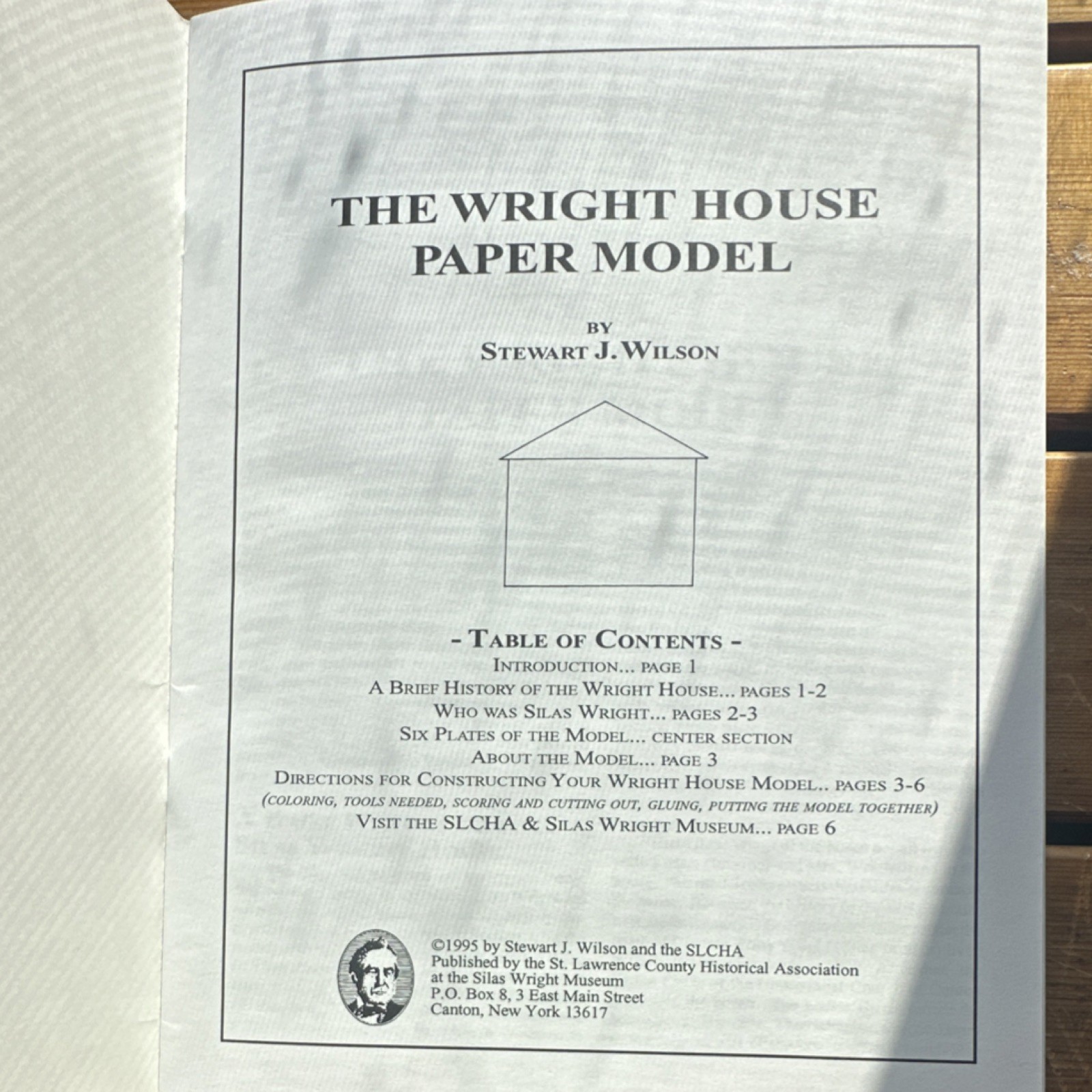 Stewart J. Wilson Historical Wright House Paper Model Booklet